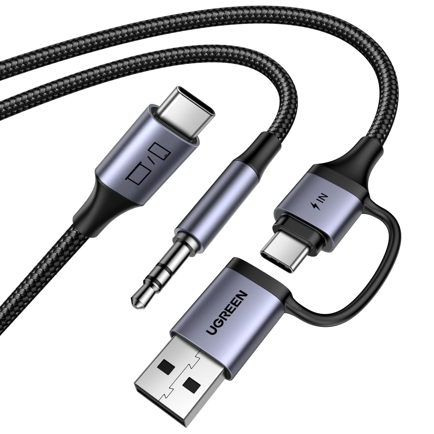 UGREEN Cable USB C a Jack 3.5, PD 60W, DAC 48KHz/16bit, Adaptador USB-C a Jack 3.5 mm para Auto/Altavoces, Compatible con Galaxy S25 Ultra/S24, iPhone 17 Pro MAX, iPad, Pixel, Aluminio, 1.5M