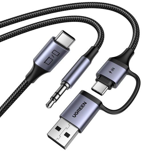 UGREEN Cable USB C a Jack 3.5, PD 60W, DAC 48KHz/16bit, Adaptador USB-C a Jack 3.5 mm para Auto/Altavoces, Compatible con Galaxy S25 Ultra/S24, iPhone 17 Pro MAX, iPad, Pixel, Aluminio, 1.5M