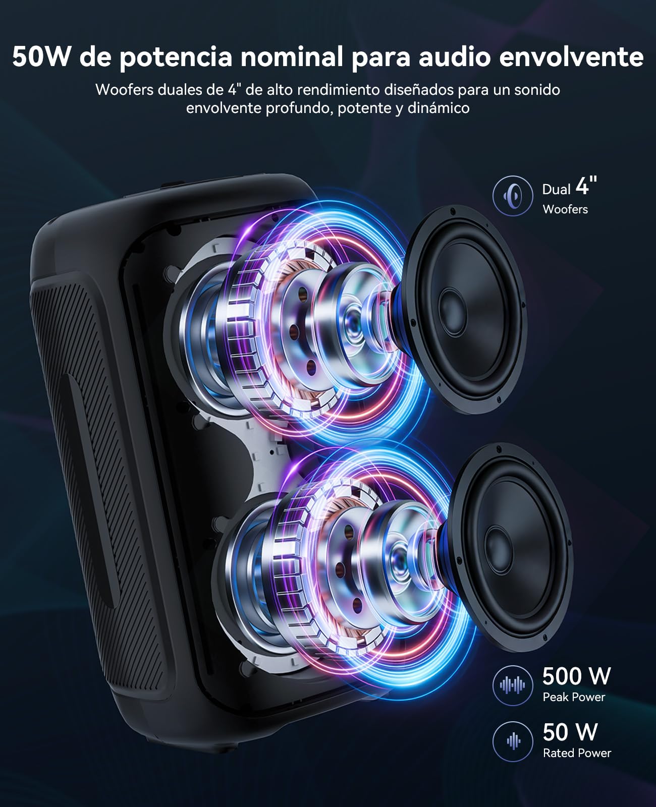 GKD40 Máquina de Karaoke Portátil para Niños y Adultos. Altavoz Bluetooth con Sistema PA, 2 Micros Inalámbricos Recargables y Luces LED. Woofer 4", Ideal para Casa, Fiestas al Aire Libre y para Cantar