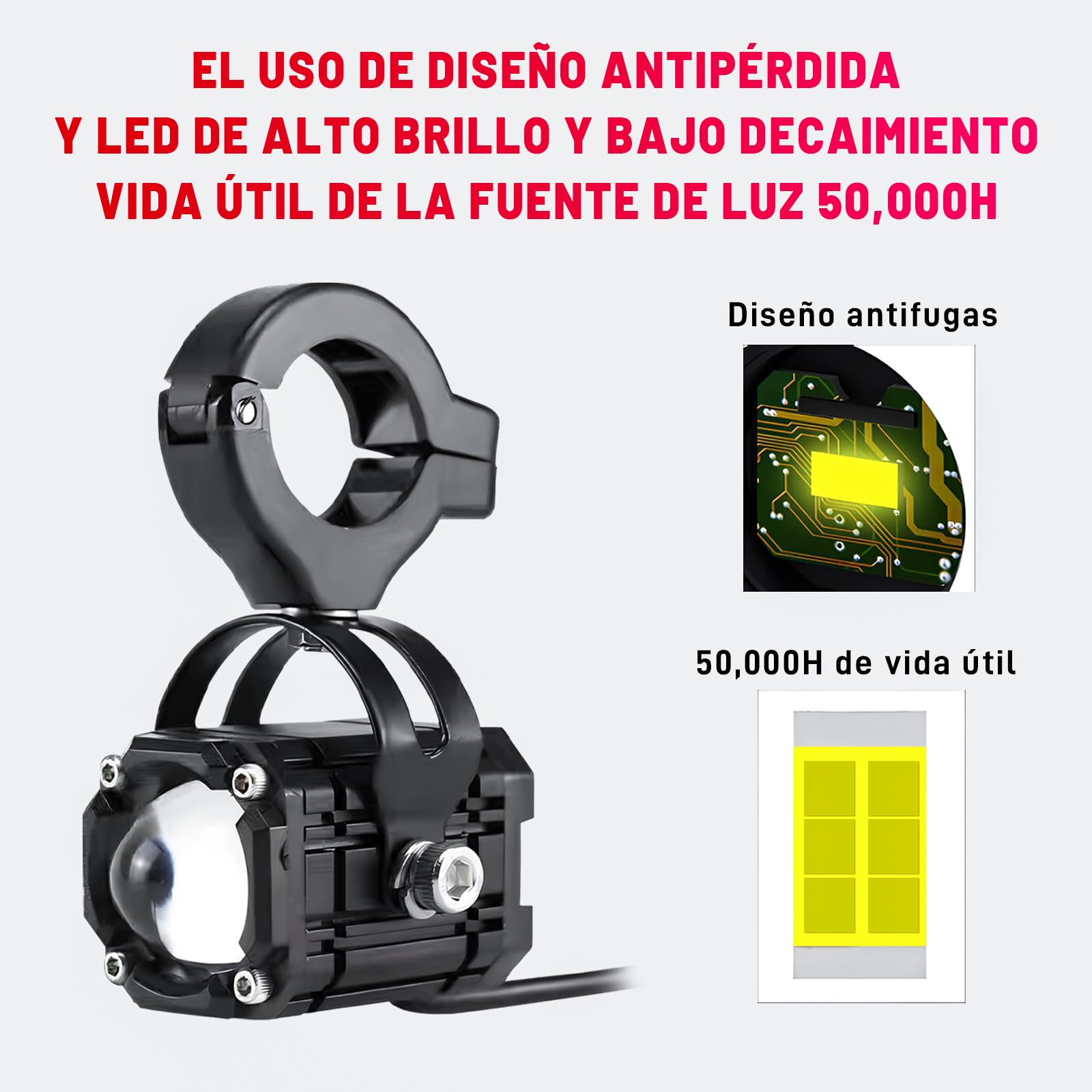 AUTOFAST 65w Faros Led para Moto,6500k Luz Antiniebla Auxiliares para Auto,Luces para Moto de Doble Lente,Faros De Niebla para Moto,Focos Led Exploradoras Para Moto,luces para cuatrimoto,2pcs