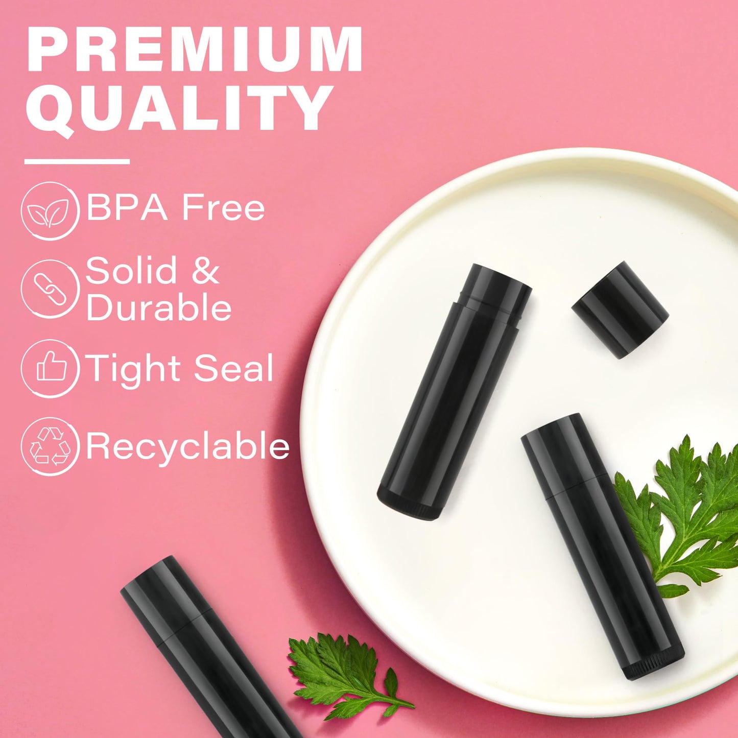 LotFancy Tubos De Bálsamo Labial Con Bandeja De Llenado Y Espátula 50 Unidades De 45 Ml Sin Bpa Ni Fugas Juego Hecho A Mano Negro