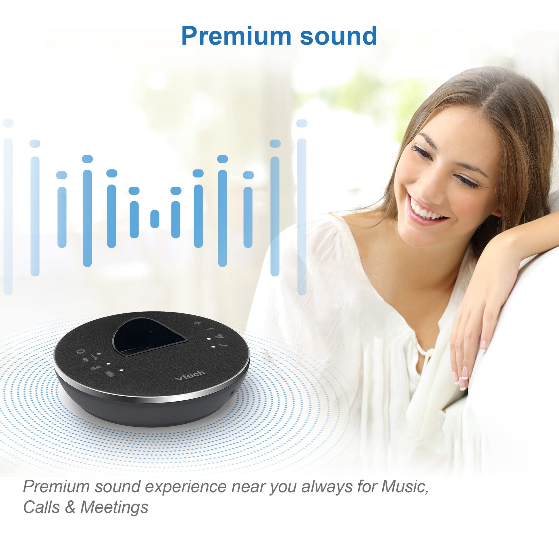 VTech LS6381 DECT 6.0 Teléfono inalámbrico con altavoz Bluetooth con cancelación de eco, reducción de ruido, transmisión de música. Perfecto para PC/teléfono fijo/llamadas celulares. Sistema de contestación, bloqueador de llamadas inteligente