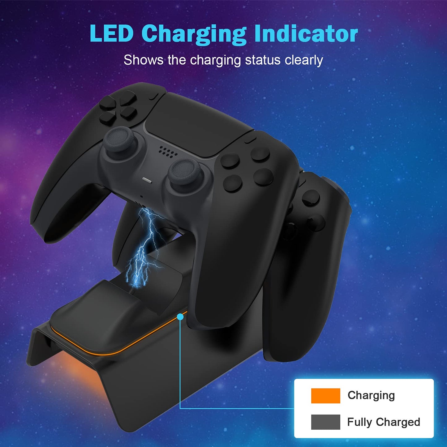 Cargador DualSense NexiGo blanco mejorado con Kit de Agarre para PlayStation 5