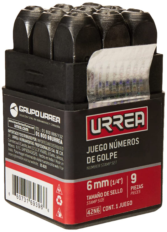 Juego de Números Urrea Negro 6 mm 9 Piezas