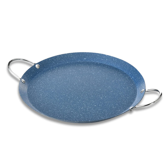 Alpine Cuisine - Plancha redonda Comal de 9.5 pulgadas, plancha azul con doble asa duradera, duradera y resistente Comal para cocinar, calentamiento uniforme