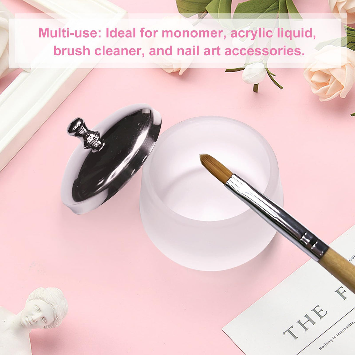 Plato de Vidrio Honey Joy Mate Acrílico Vidrio con Tapa para Nail Art Kit 2 Piezas