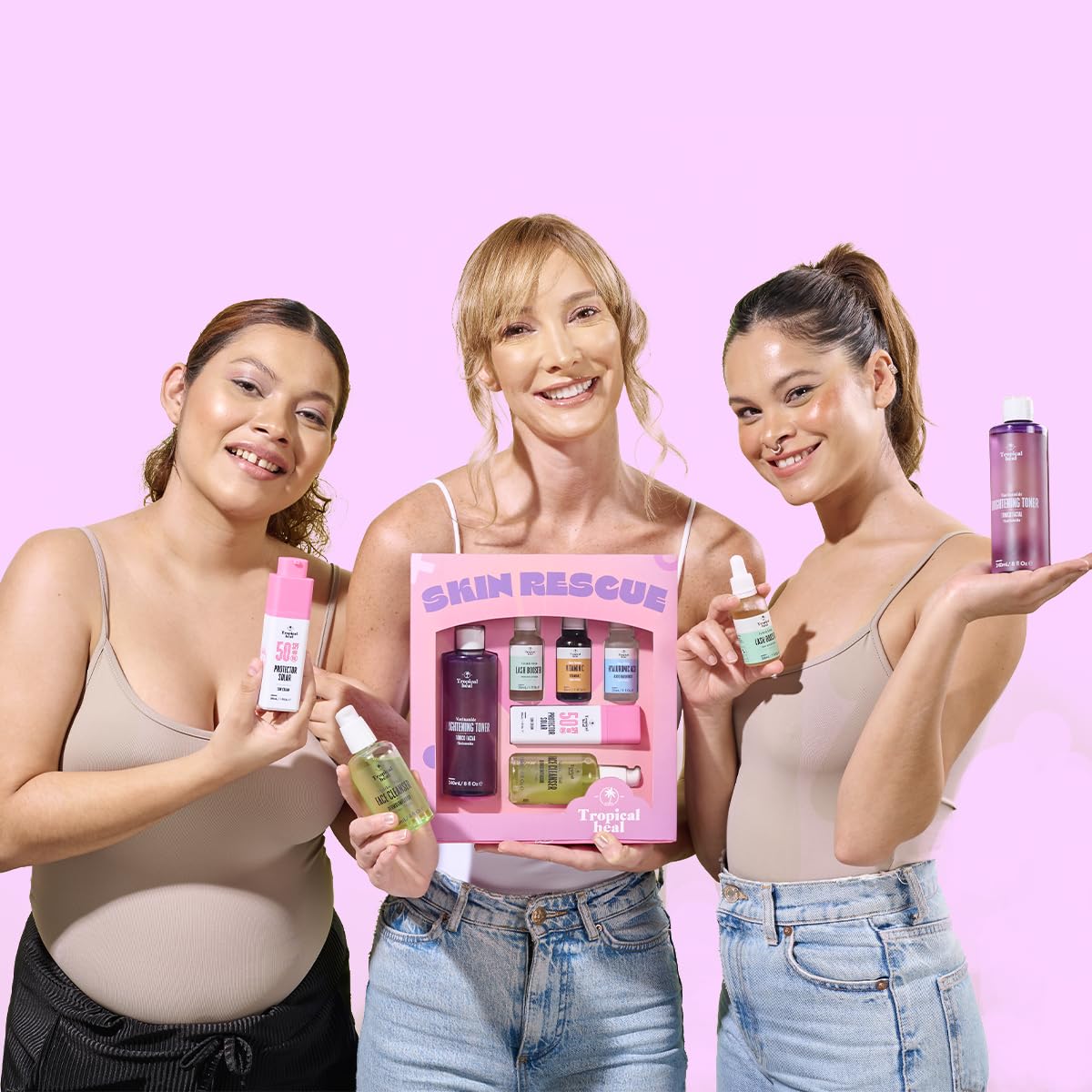 Tropical Heal - Skin Rescue Kit Facial Completo para Cuidado Reparador de Día y Noche - Limpieza, Hidratación, Fortalecimiento de Piel, Pestañas y Cejas