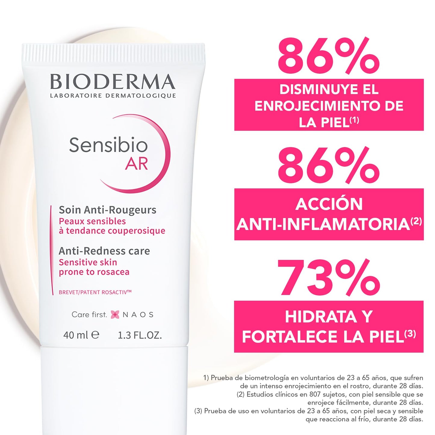 BIODERMA, Tratamiento Facial, Sensibio Ar, Cuidado Dermatológico Anti-rojeces, Calma e Hidrata, para Piel Sensible, 40ml