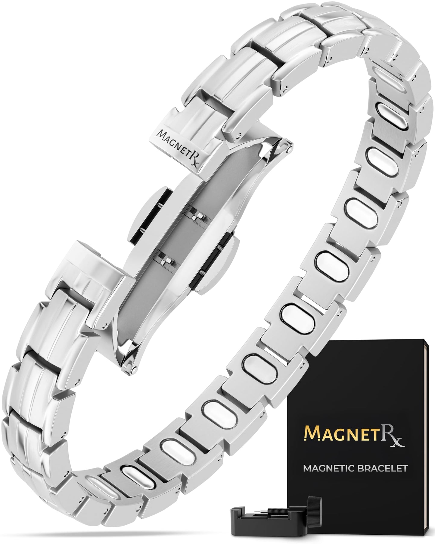MagnetRX® - Pulseras magnéticas para mujer - EllipseMAX 5X Fuerza 5.000 imanes Gauss - Diseñado en Estados Unidos y pendiente de patente - Pulsera magnética de titanio de alta calidad para mujer y
