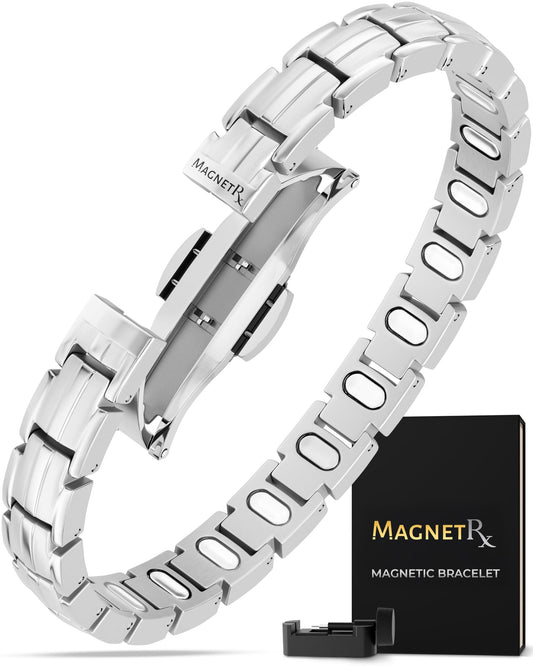MagnetRX® - Pulseras magnéticas para mujer - EllipseMAX 5X Fuerza 5.000 imanes Gauss - Diseñado en Estados Unidos y pendiente de patente - Pulsera magnética de titanio de alta calidad para mujer y