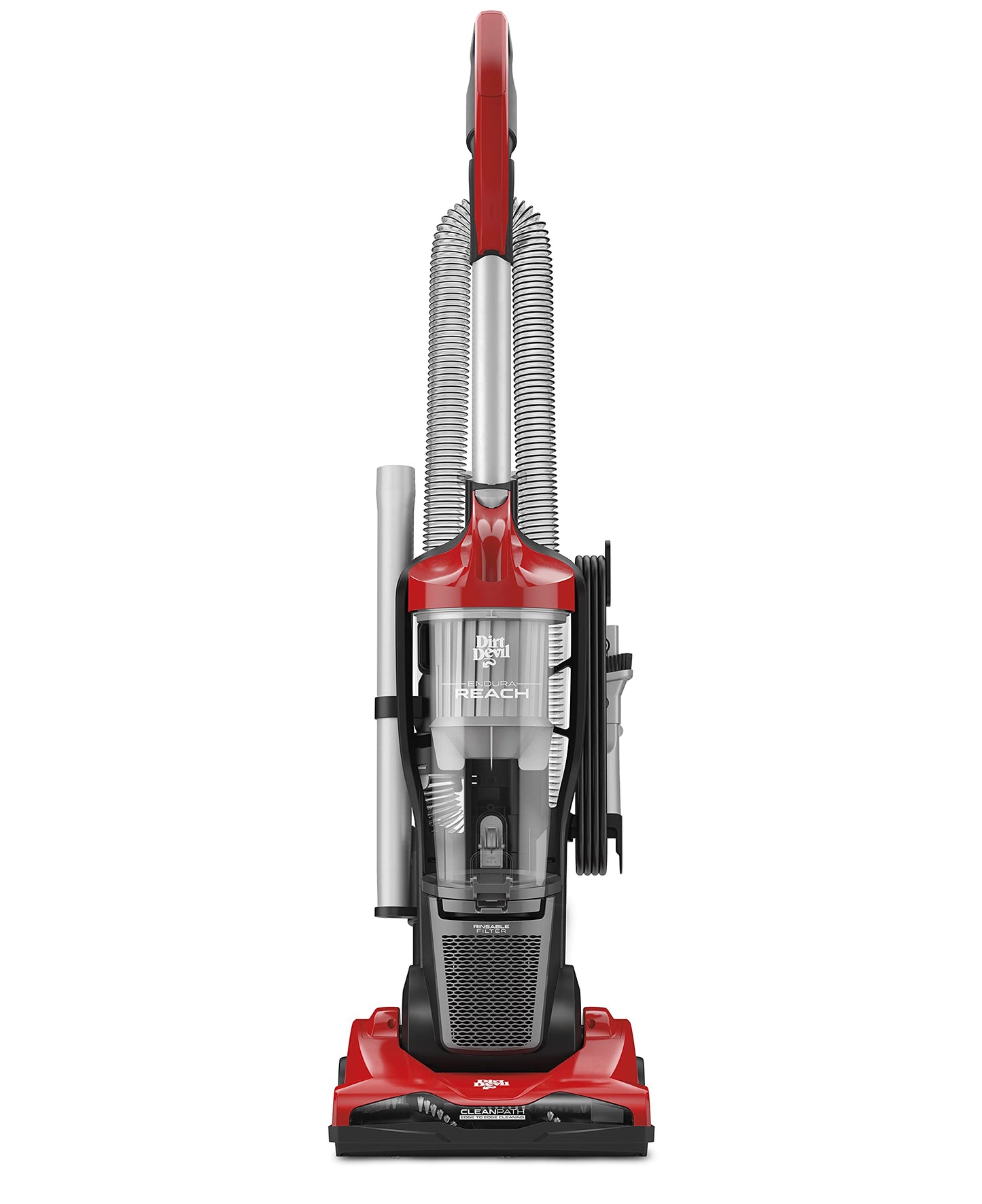 Dirt Devil Multi-Surface Extended Reach+ Bagless Vacuum Cleaner, Upright for Carpet and Hard Floor, Lightweight, UD76300V, Red