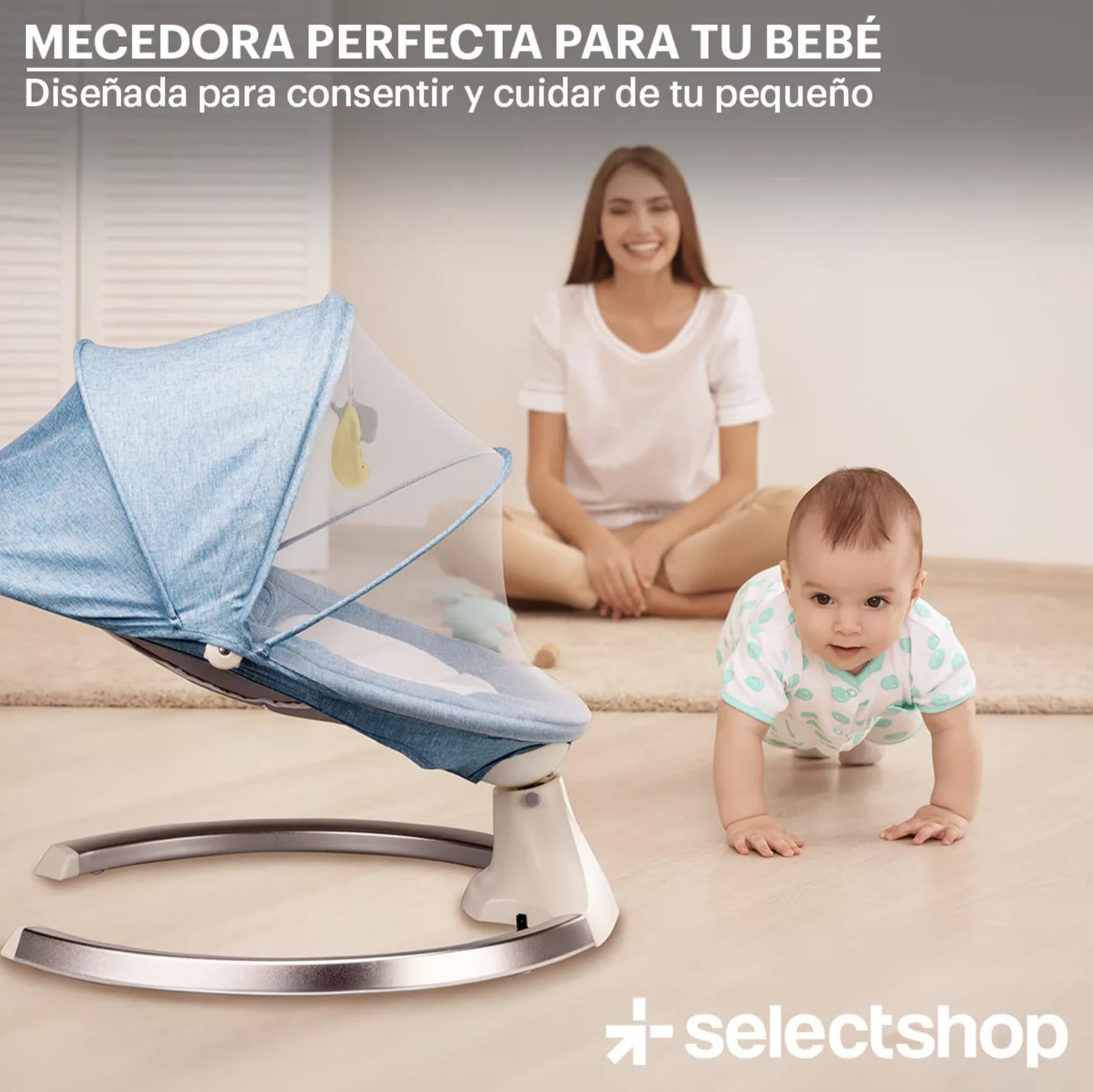 Mecedora Eléctrica SELECTSHOP Gris Multifuncional para Bebé