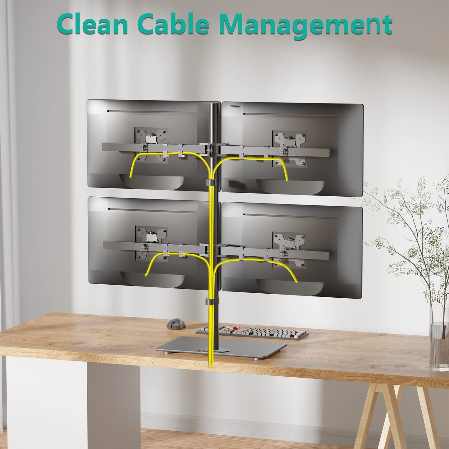 Soporte de Monitor cuádruple WALI Vidrio Ajustable Pantallas 17-27 Pulgadas
