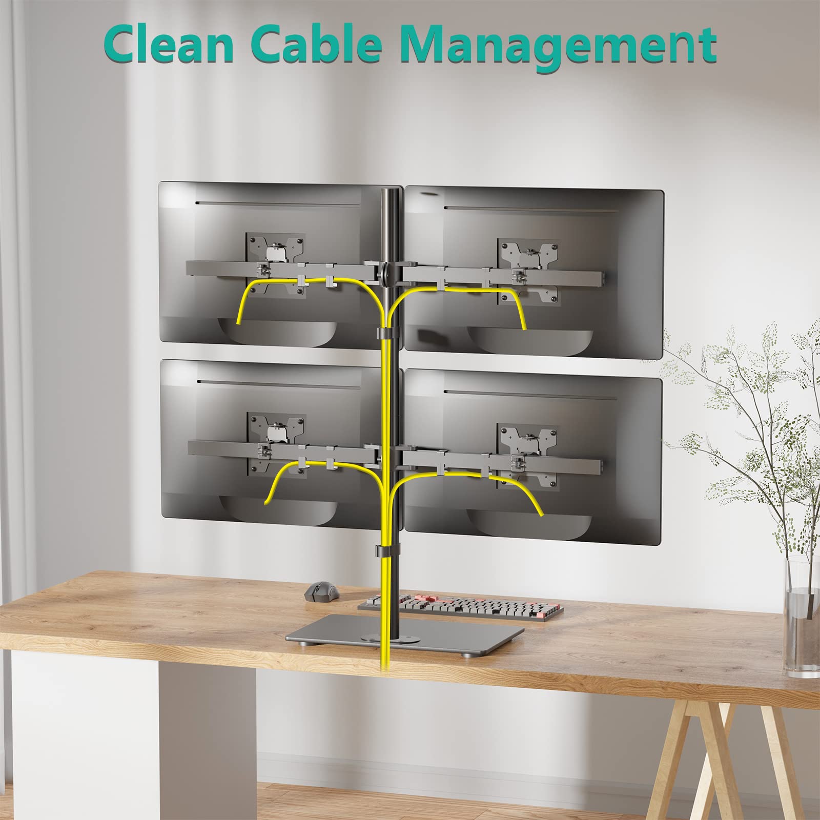 Soporte de Monitor cuádruple WALI Vidrio Ajustable Pantallas 17-27 Pulgadas