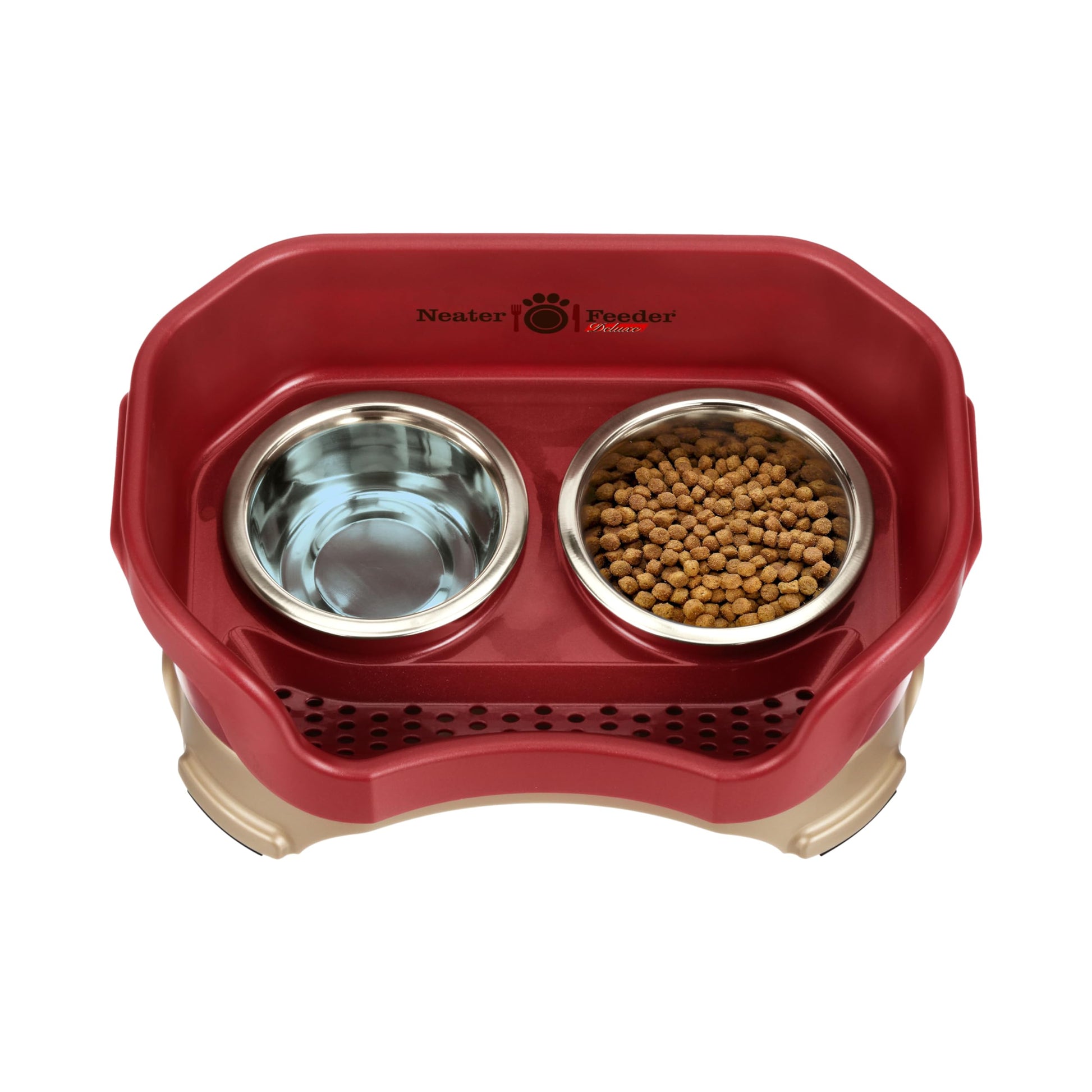 Comedero Elevado Antiderrame Neater Feeder Deluxe Rojo Arándano para Perro Pequeño