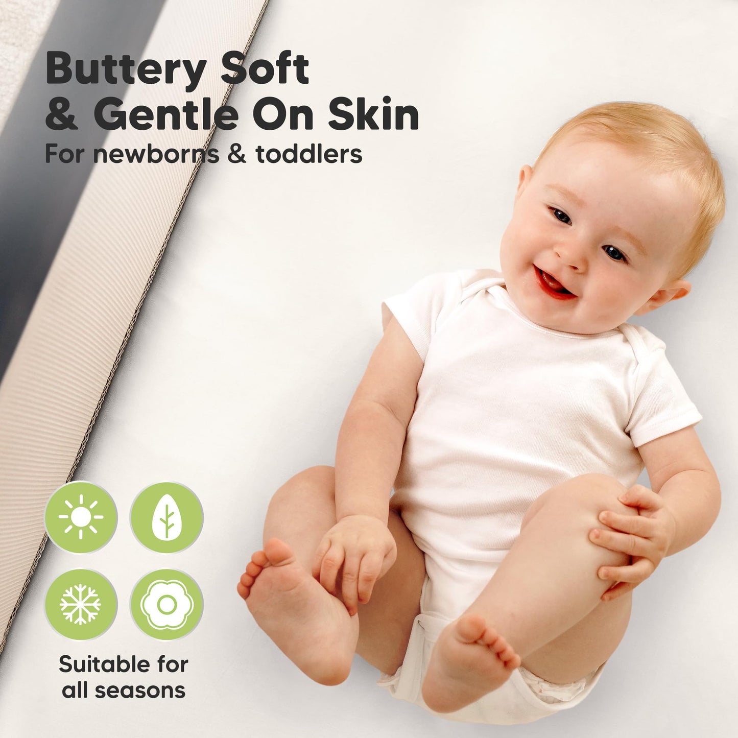 Paquete de 2 sábanas impermeables y de juego, mini sábanas para cuna ajustadas para niños, niñas, viscosa de 38 x 26 pulgadas de bambú Pack N Play para Graco, sábanas de cuna de bebé para niños