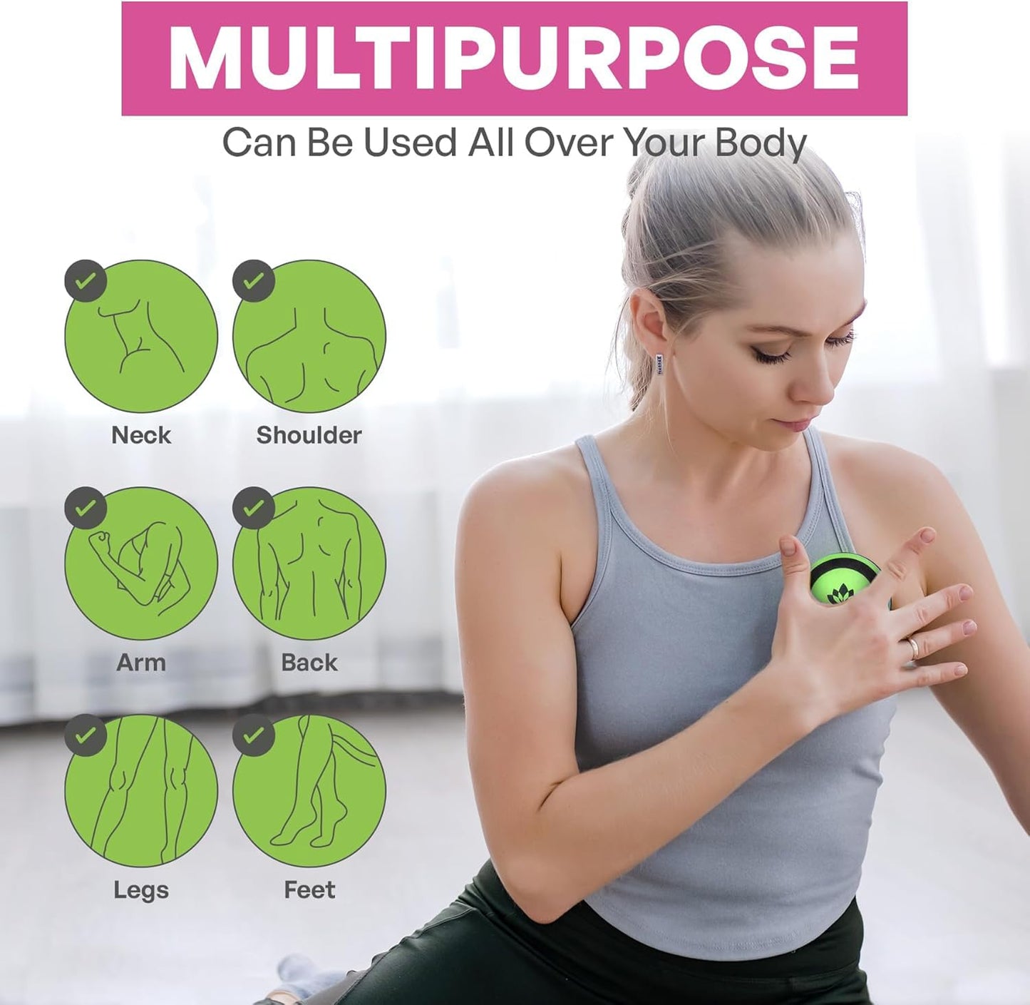 Juego de Bolas de Masaje Acupoint Verde para Liberación Miofascial y Terapia Física