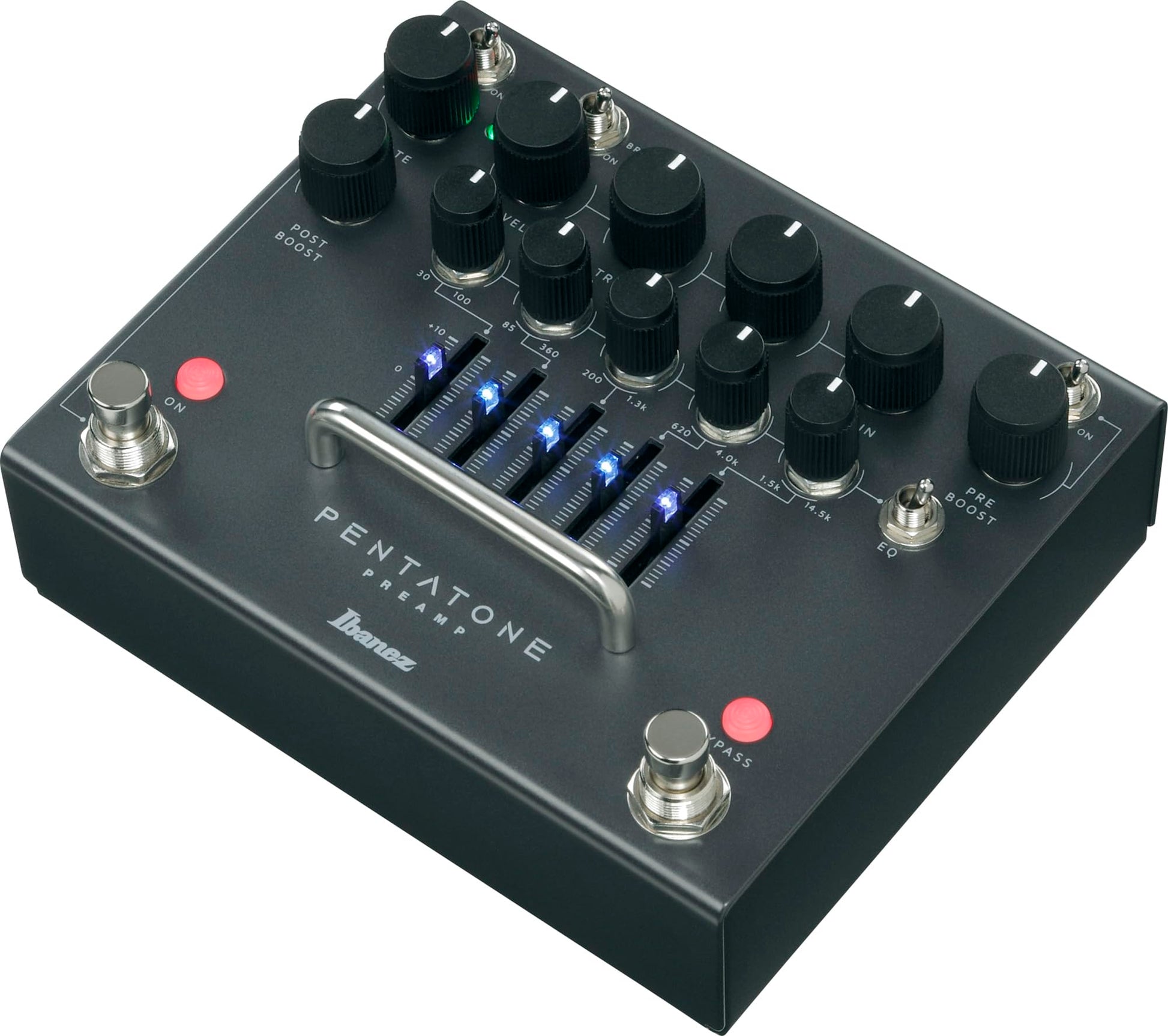 IBANEZ PTPRE Preamp de Guitarra Clásico Negro con 5 Bandas Paramétricas EQ y Post Boost