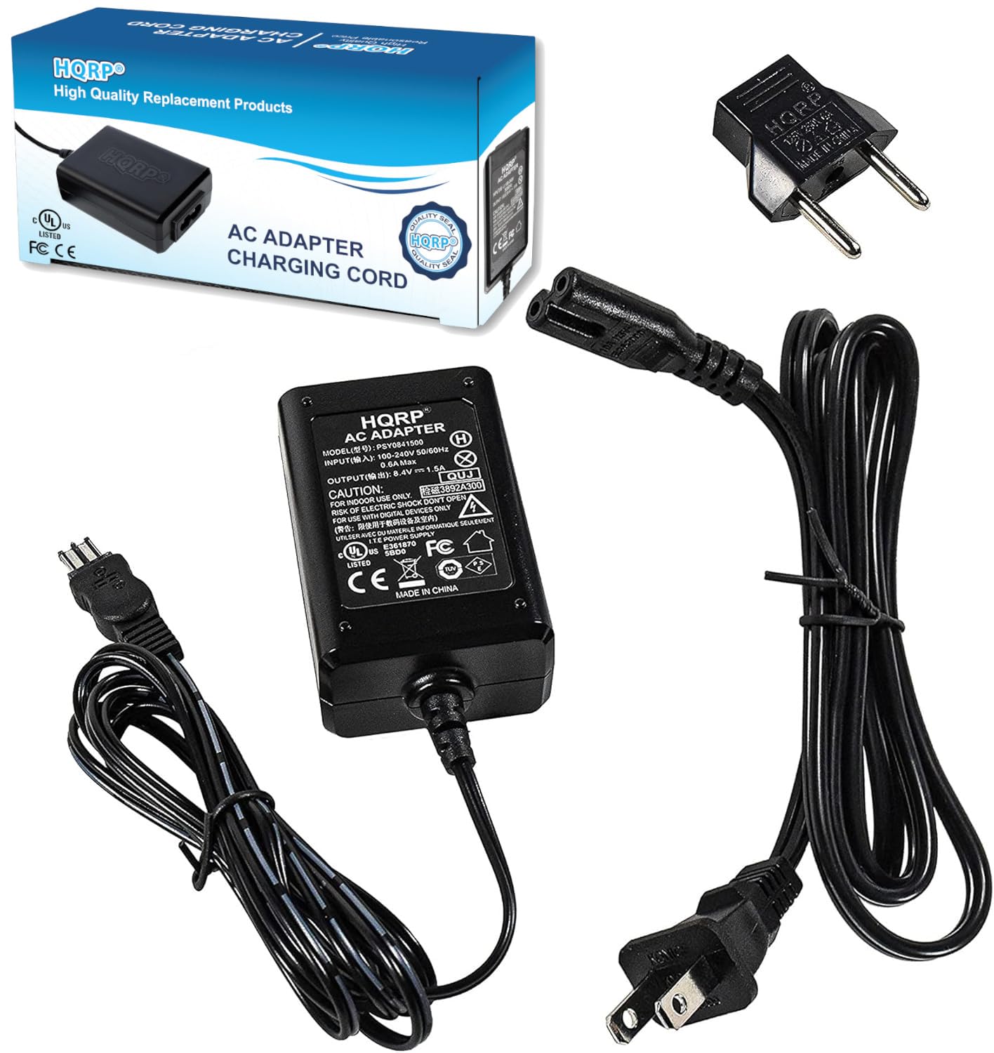 HQRP adaptador AC de repuesto cargador para Sony HandyCam + adaptador de enchufe Euro