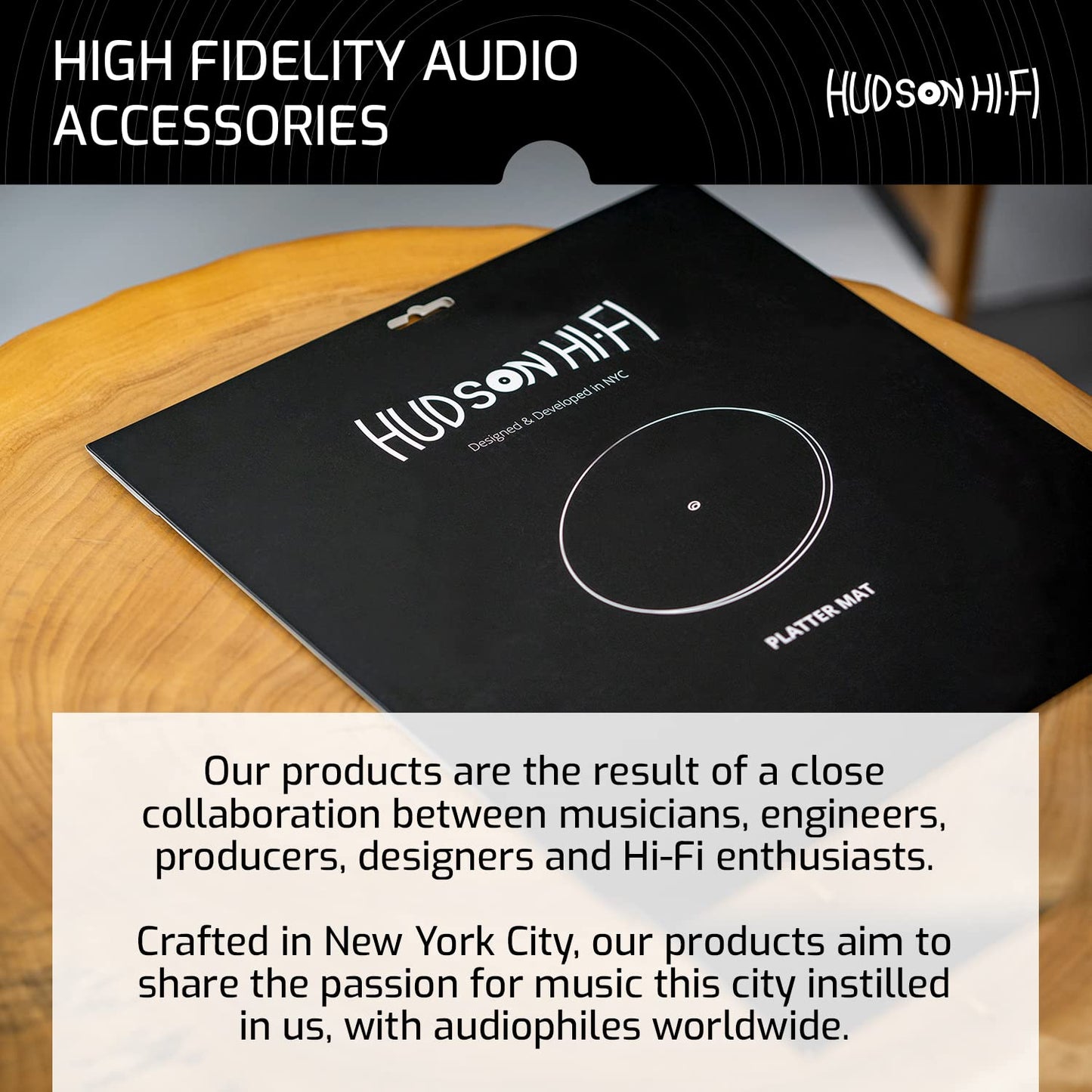 Hudson Hi-Fi Estera giratoria de acrílico - LP Slipmat para tornamesas y Tocadiscos de Vinilo - Blanco
