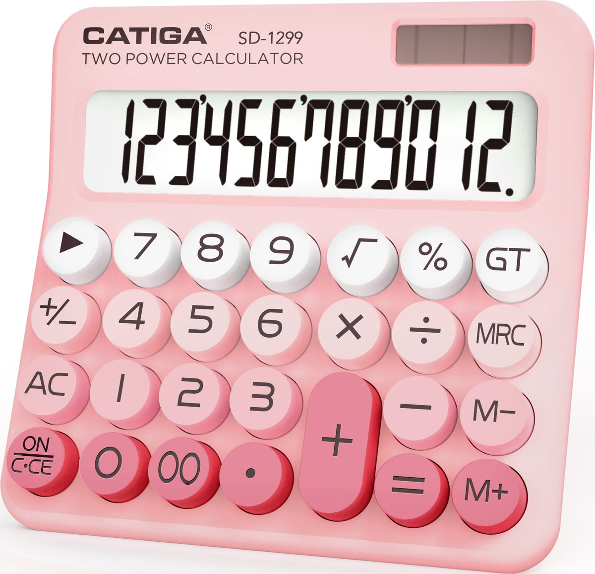Calculadora CATIGA Negra con Interruptor Mecánico y Pantalla LCD Grande de 12 Dígitos