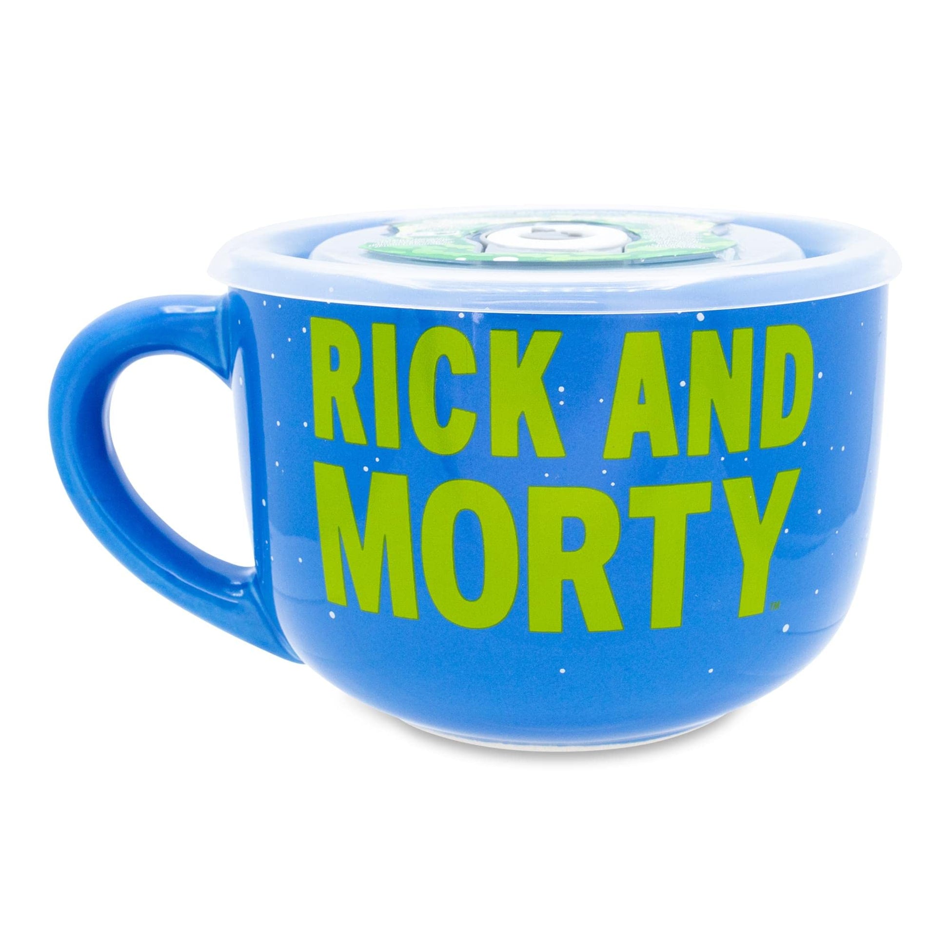 Taza de Sopa de Cerámica Silver Buffalo Rick and Morty Plata con Tapa Ventilada