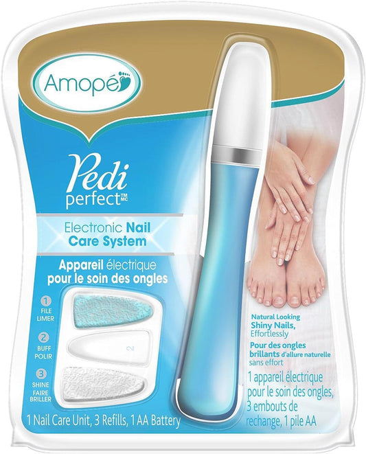 Amopé Pedi - Lima de uñas electrónica perfecta con aceite de uñas, muestra 1 ea