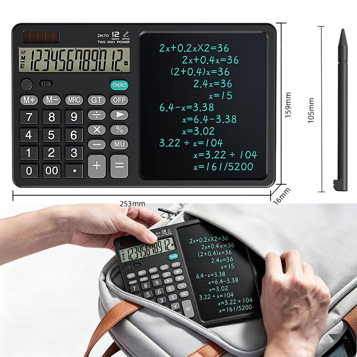 Calculadora Científica NUCLAX 2 en 1 LCD Bloc de Notas y Bolígrafo