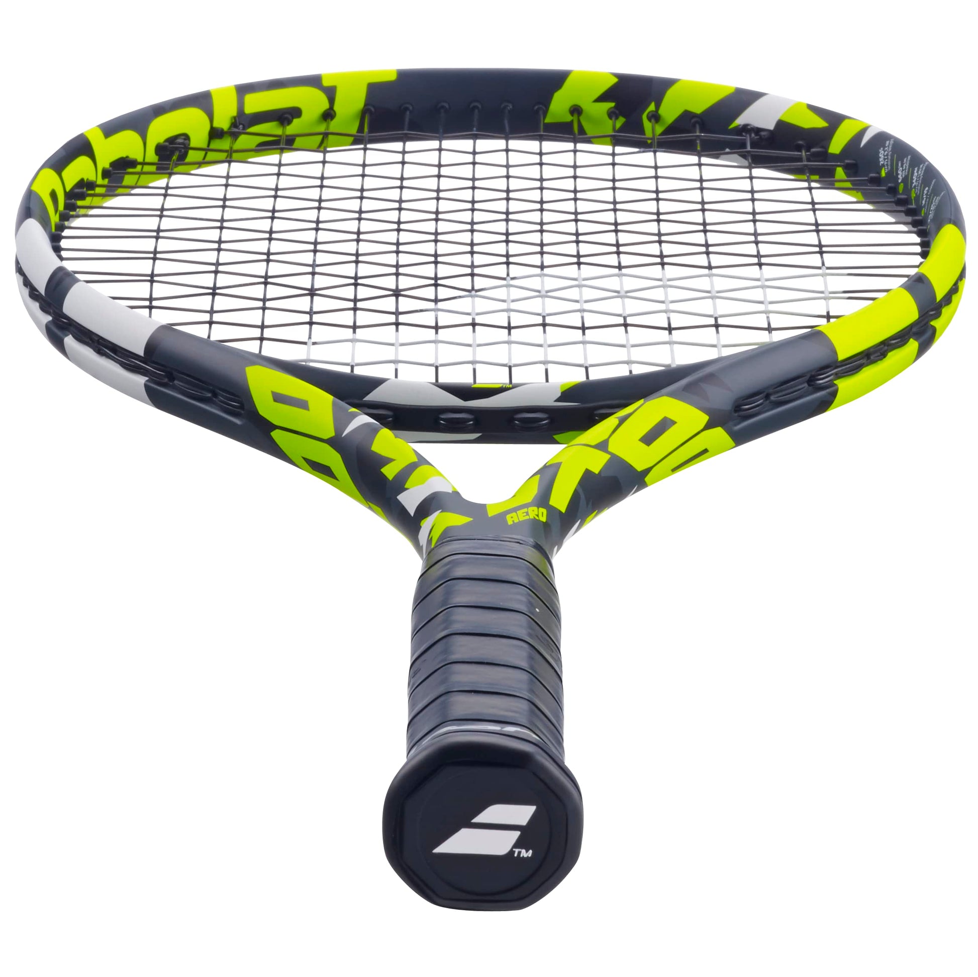 Babolat Boost Aero - Raqueta de Tenis Amarilla (Agarre de 4 1/4 Pulgadas) con Tripa Blanca Syn a tensión de Rango Medio