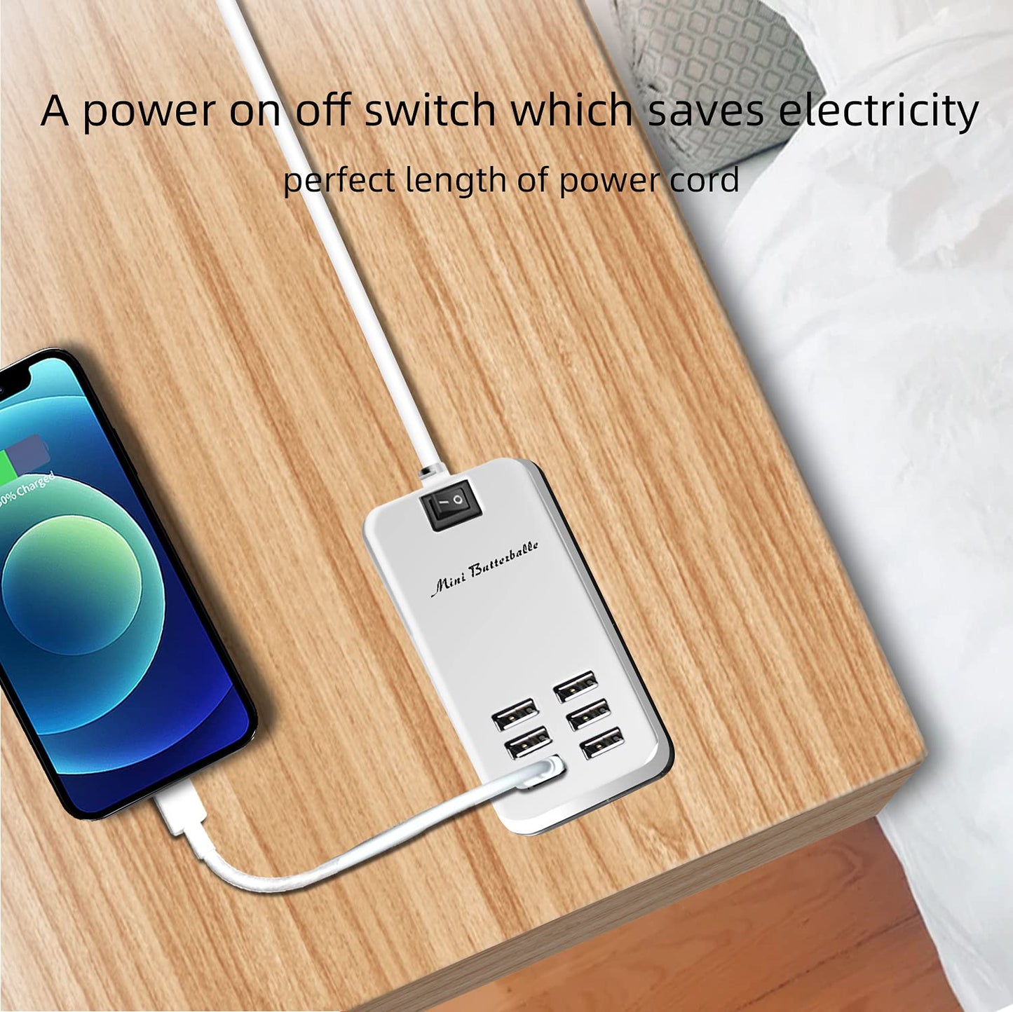 Hub USB 6 Puertos EE.UU. AC Power para Escritorio con Cable