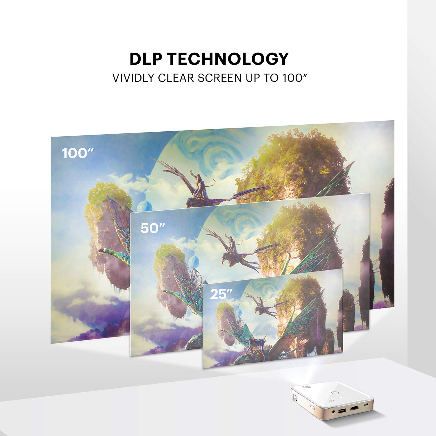 KODAK Ultra Mini Proyector portátil | Proyector Pico recargable LED DLP de alta definición – visualización de 100 pulgadas – Incluye funda suave