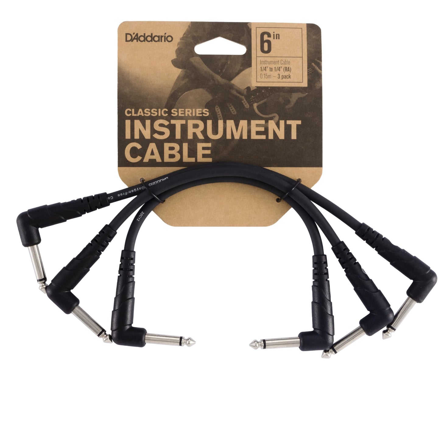 Cable de Instrumento Planet Waves Classic Series ángulo Recto 0.5 Pies 3 Pack