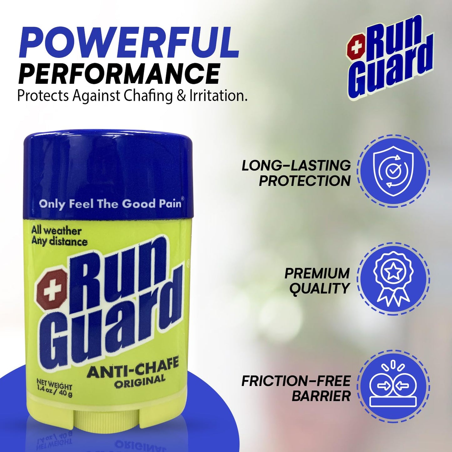 Run Guard Bálsamo Anti-Rozaduras Original - Barra Anti-Rozaduras de Alta Eficacia, Fabricada en Ee. Uu., para Corredores Y Atletas - Fórmula Resistente Al Sudor Y Al Agua - Bálsamo en Barra Calmante A