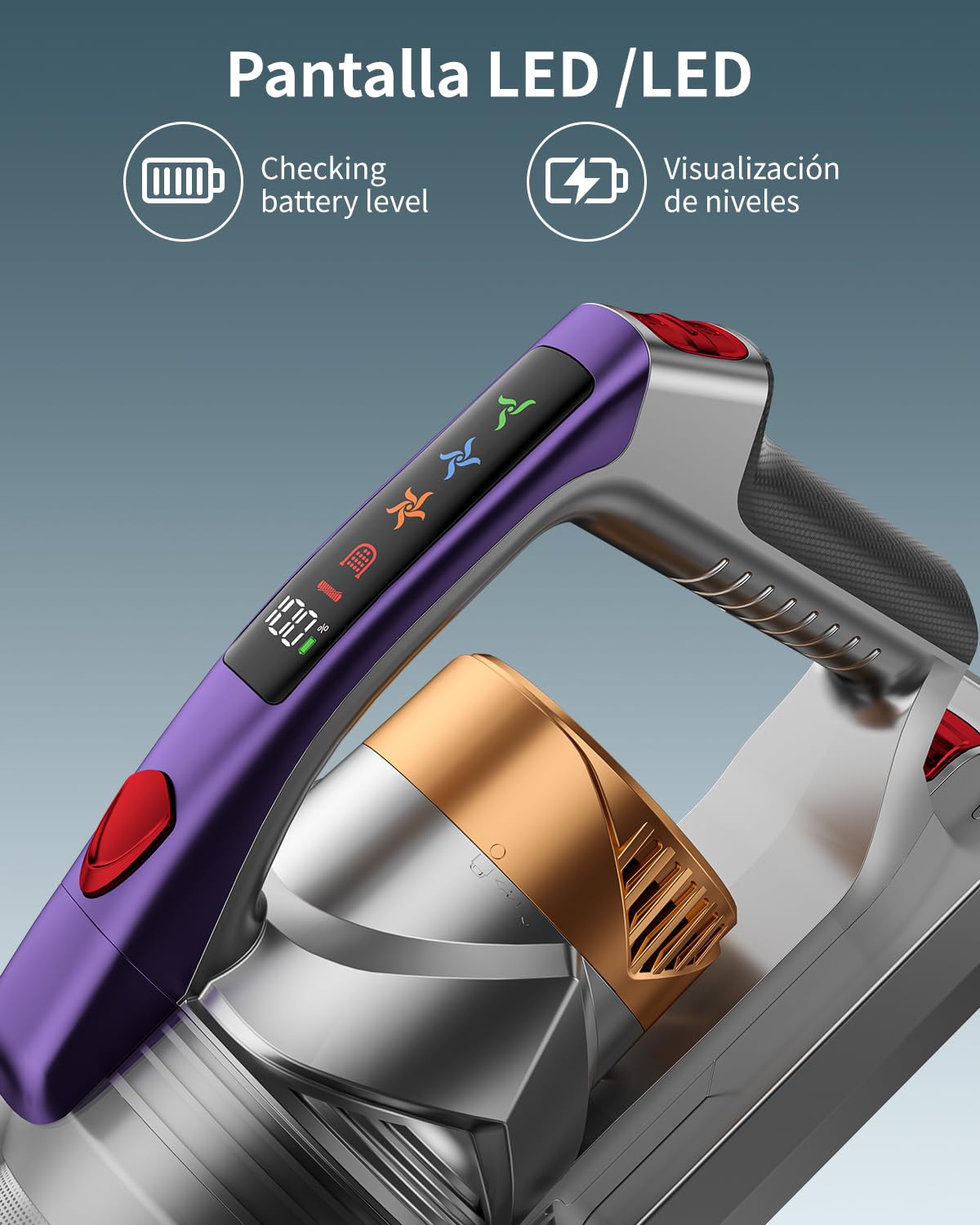 Aspiradora Inalámbrica 30000 Pa, 2 en 1 de 350W Aspiradora Vertical con Batería hasta 40 Min Ligera y Antienredos, Aspiradora de Mano para Pisos de Madera, Alfombras y Pelo de Mascota