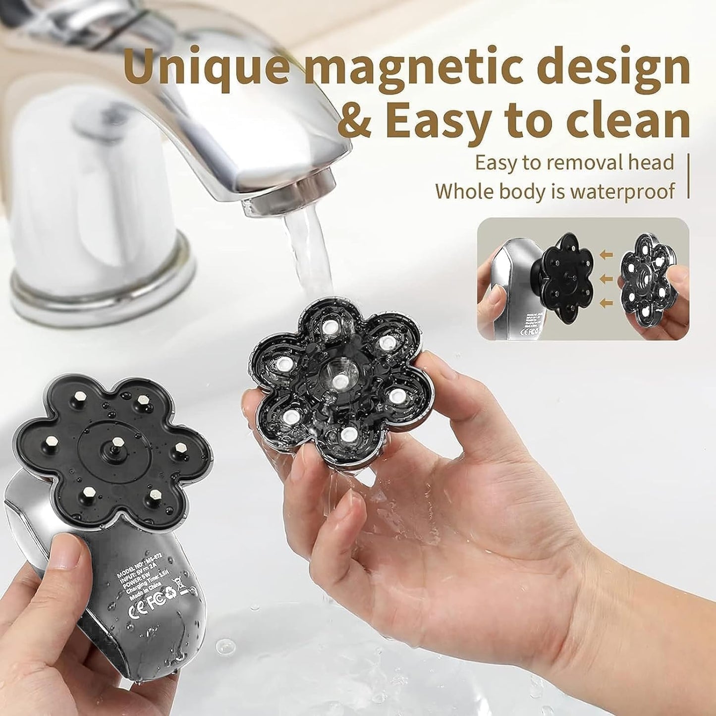 SHPAVVER - Afeitadoras de cabeza para hombres calvos: maquinilla de afeitar eléctrica 5 en 1 - IPX7 - Kit de afeitado impermeable para balder - Turbo velocidad y cuchillas de precisión (blanco plata)