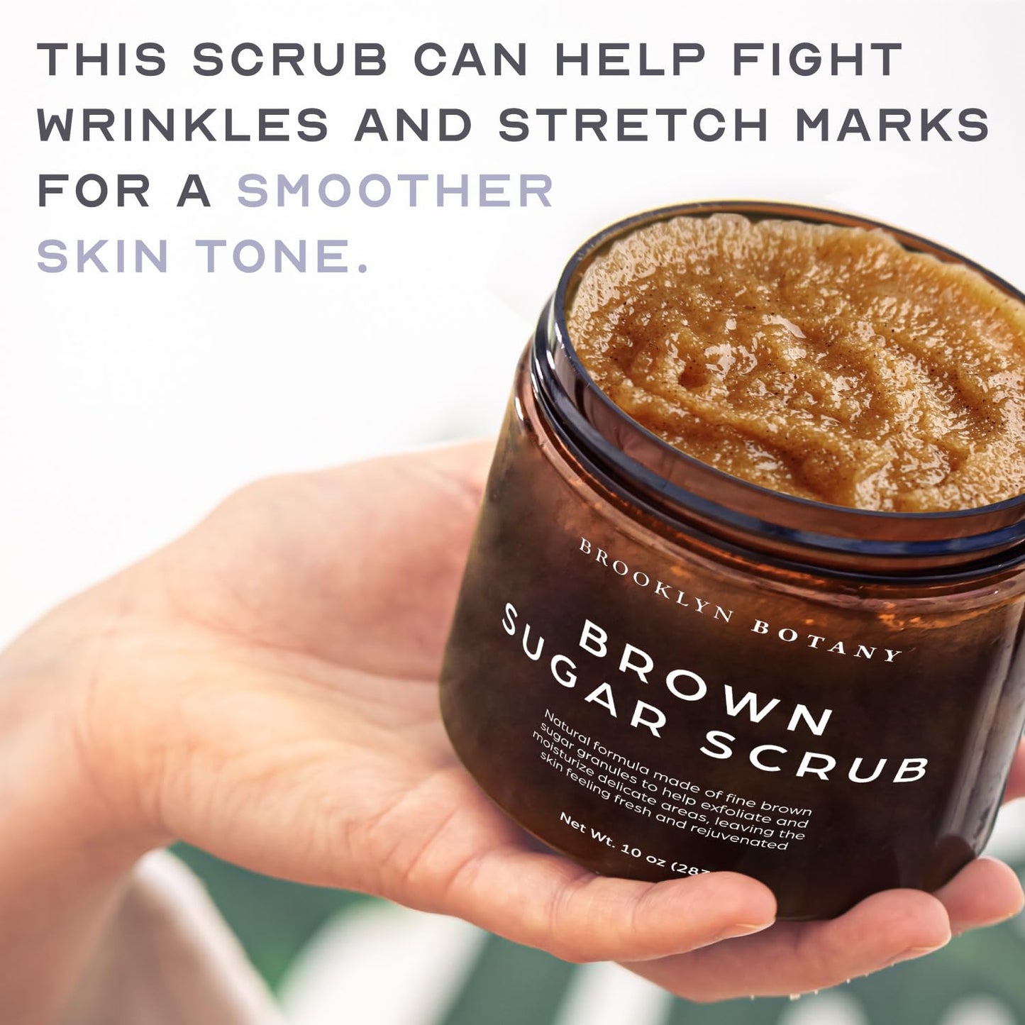 Brooklyn Botany - Brown Sugar Body Scrub - Exfoliating Face Scrub & Body Scrub for Cellulite, Stretch Marks, Skin Blemishes, and Varicose Veins, 10 oz