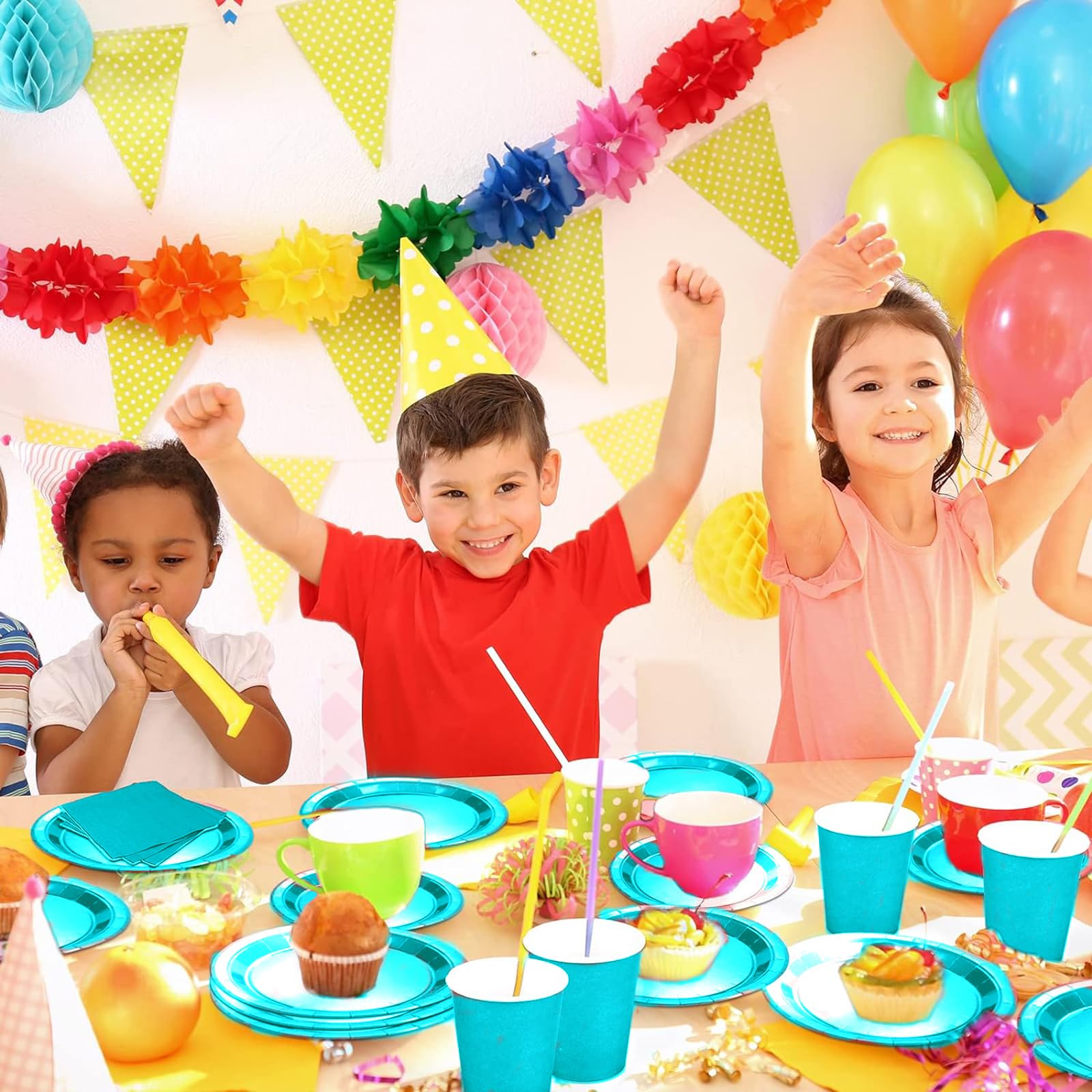 Juego de Vajilla de Fiesta Azul Adecuado para Bodas y Cumpleaños