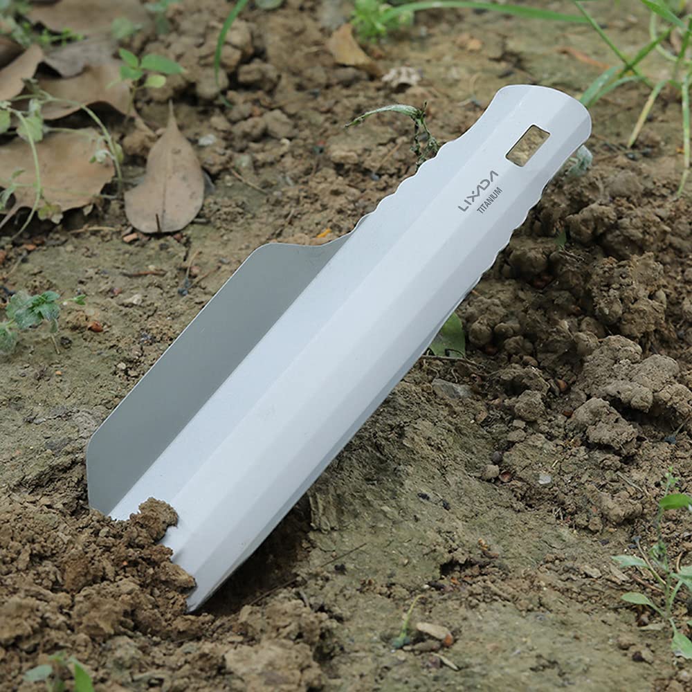 Lixada Pala de camping ultraligera de 1.2 onzas, pala de titanio, pala de senderismo para uso al aire libre en campamentos