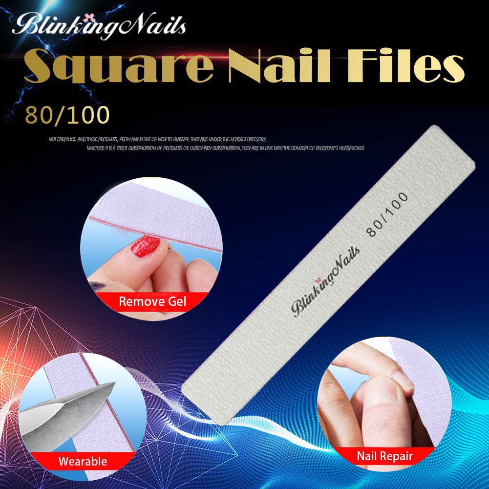 10 limas de uñas de grano 80/100/180 profesionales para uñas naturales, de doble cara, lavables, desechables, para manicura o salón de manicura, 80/100 10pcs