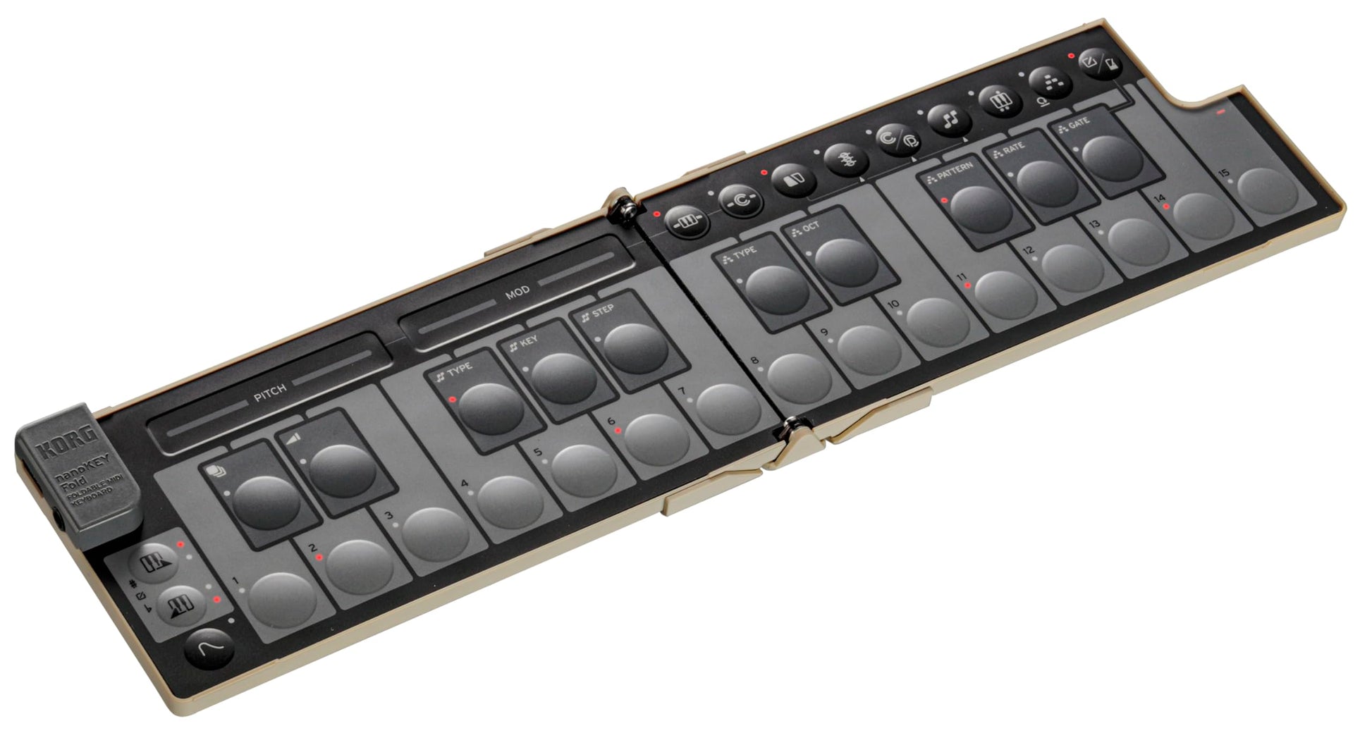 Korg NanoKEY Fold - Controlador plegable de 25 teclas MIDI para teclado con USB-C y TRS-MIDI, color beige arena