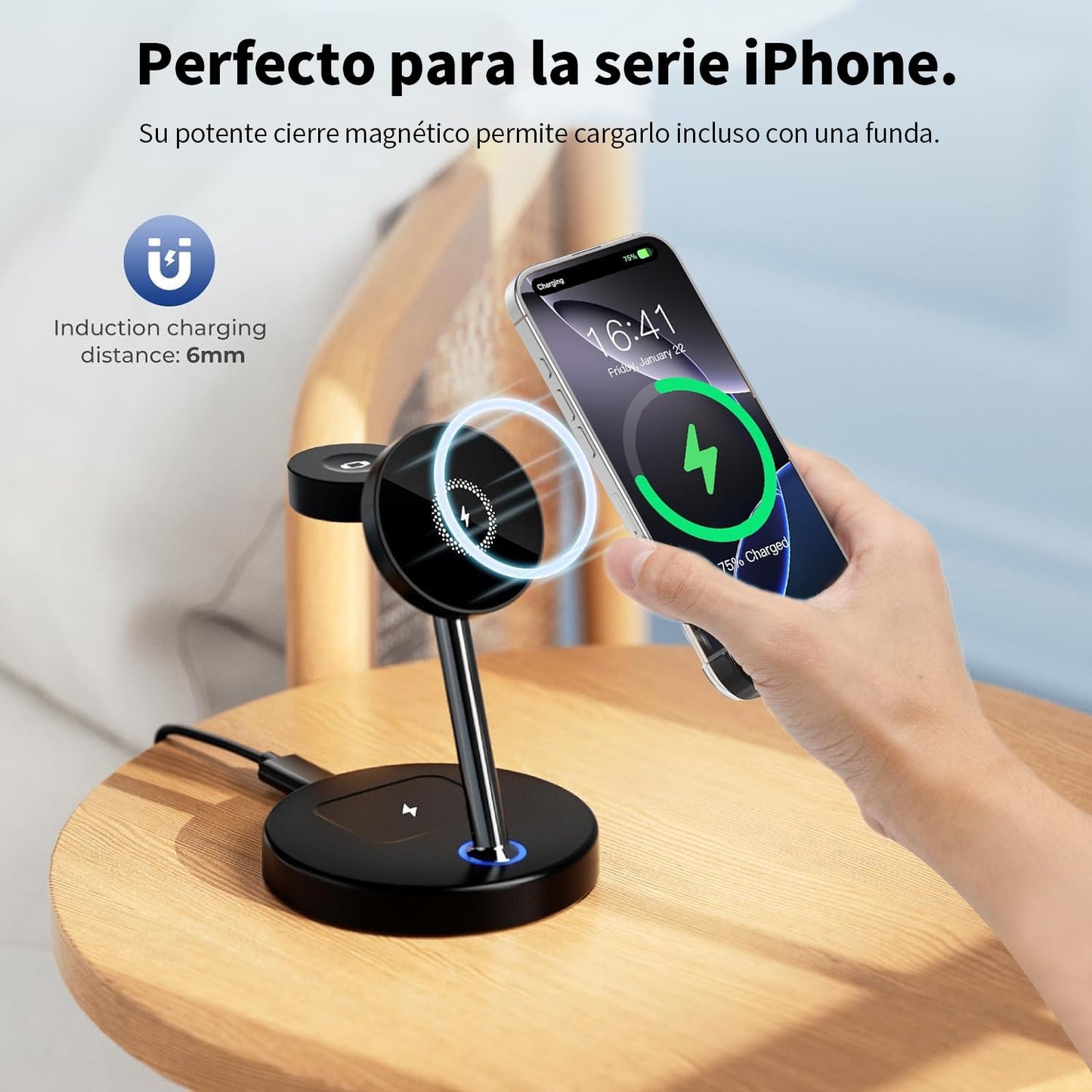 BVILY Cargador Inalámbrico Magnético, 20W Wireless Estación de Carga Inalámbrica 3 en 1 Compatible con Cargador MagSafe para i Phone 16 15 14 13 12 Pro MAX/Plus/Pro y AirPods/Apple Watch