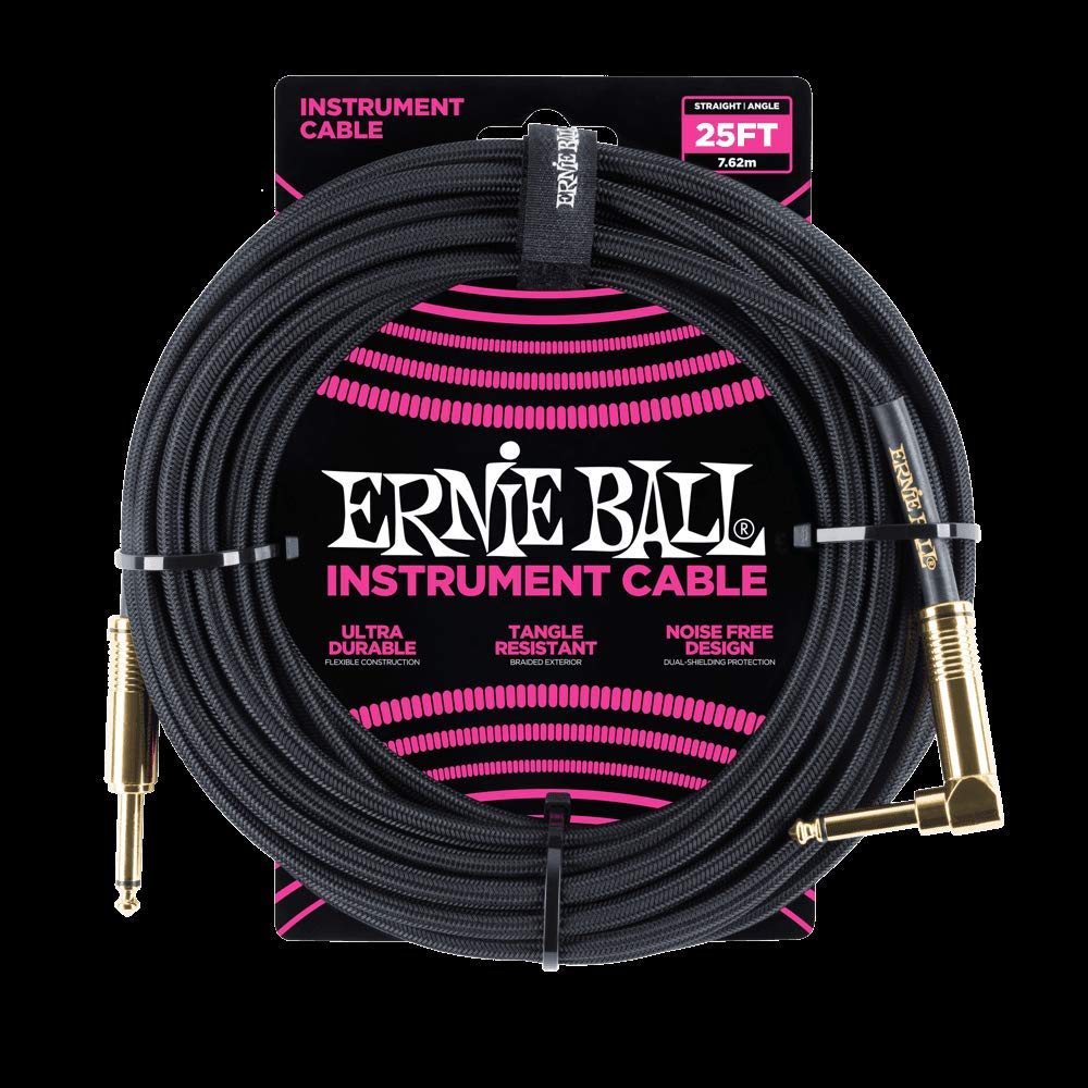 Cable para Instrumentos Ernie Ball Negro Trenzado 7,6 m