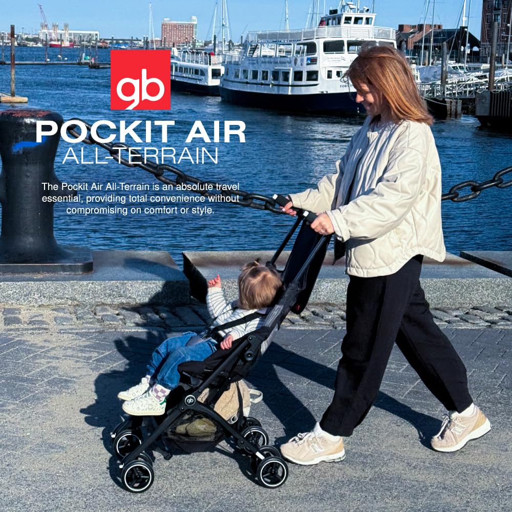 gb - Pockit Air All Terrain - Carreola de viaje ultracompacta y ligera con tela transpirable en terciopelo color negro