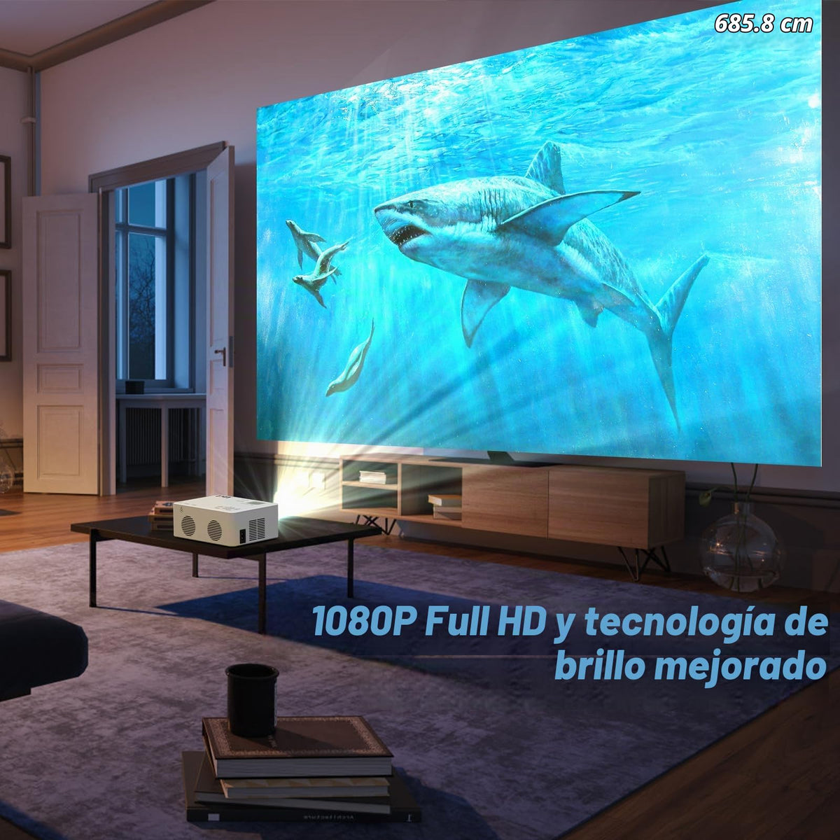 Mini Proyector Portátil TMY Beige Mejorado Full HD 1080P Compatible con Smartphone y TV Stick