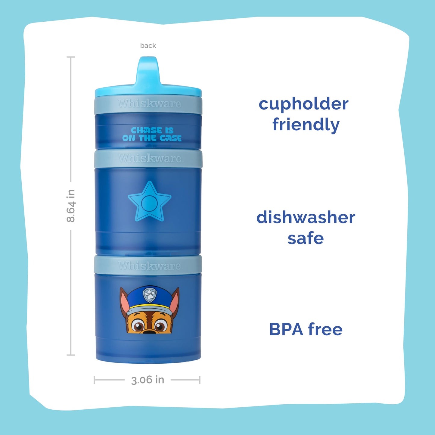 Whiskware Paw Patrol - Recipientes apilables para bebés, niños y niños, recipientes de almacenamiento de alimentos duraderos para guardería, viajes en coche y avión, aptos para lavaplatos, persecución