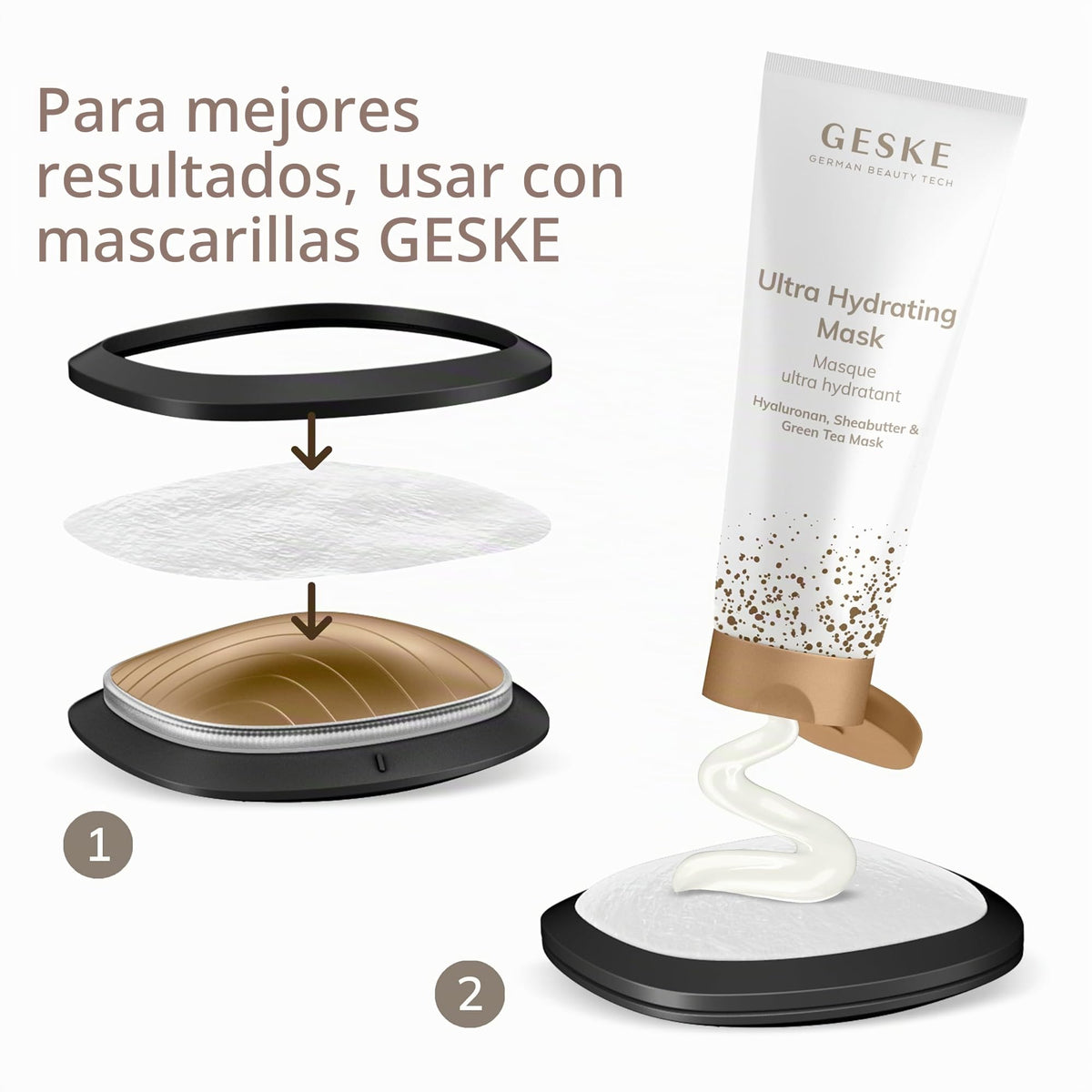 GESKE | SmartAppGuided™ Sonic Warm & Cool Mask | 9 en 1 | Máscara facial LED de belleza | Espectro LED completo y terapia de luz roja | Calor/frío | Mayor absorción de productosl | masajeador facial