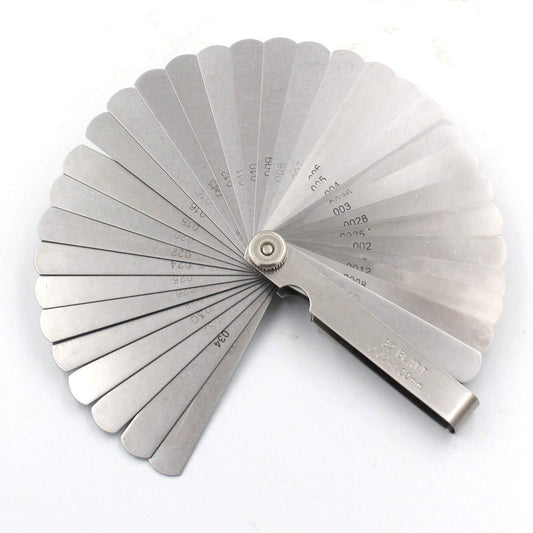 Calibre de acero inoxidable, calibre universal estándar SAE y válvula de compensación métrica, calibre de espesor, herramienta de hoja de 32 piezas para medir anchura/grosor de espacio