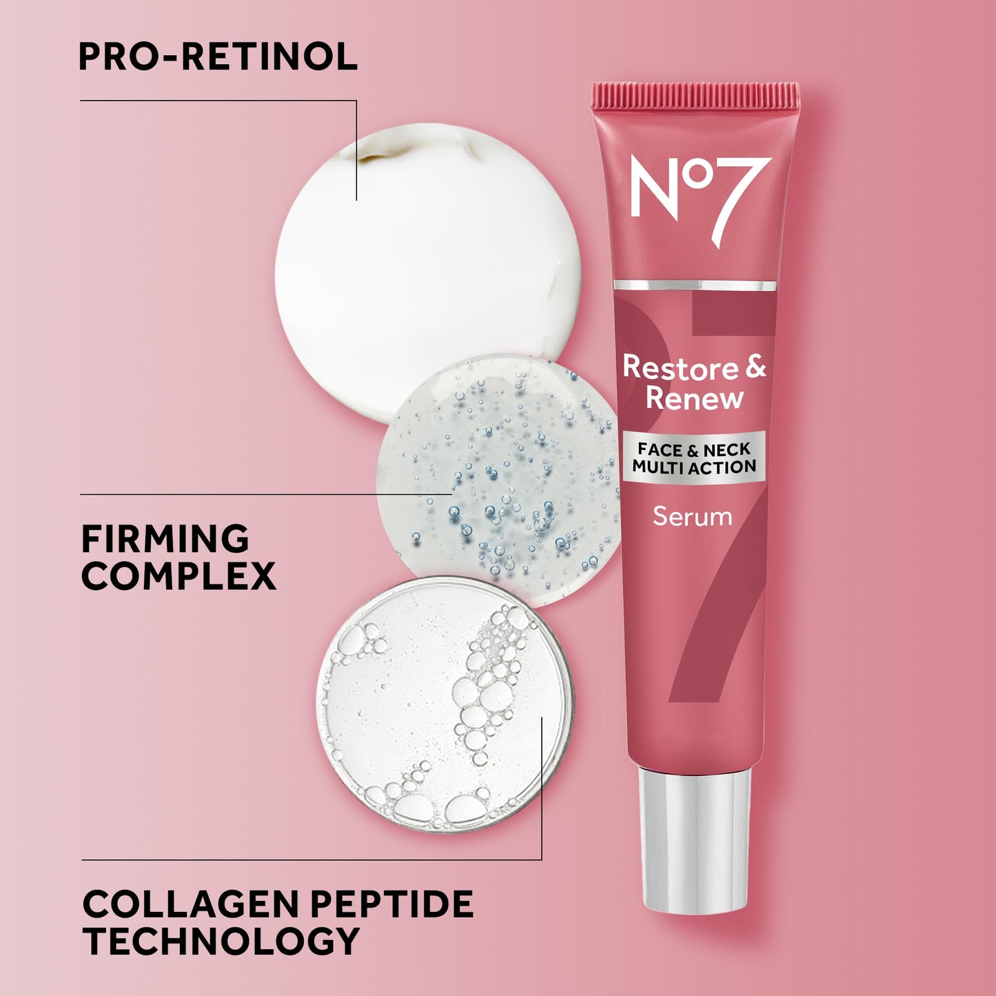 No7 Restore & Renew FACE, NECK & D�COLLET� MULTI ACTION Serum 75ml