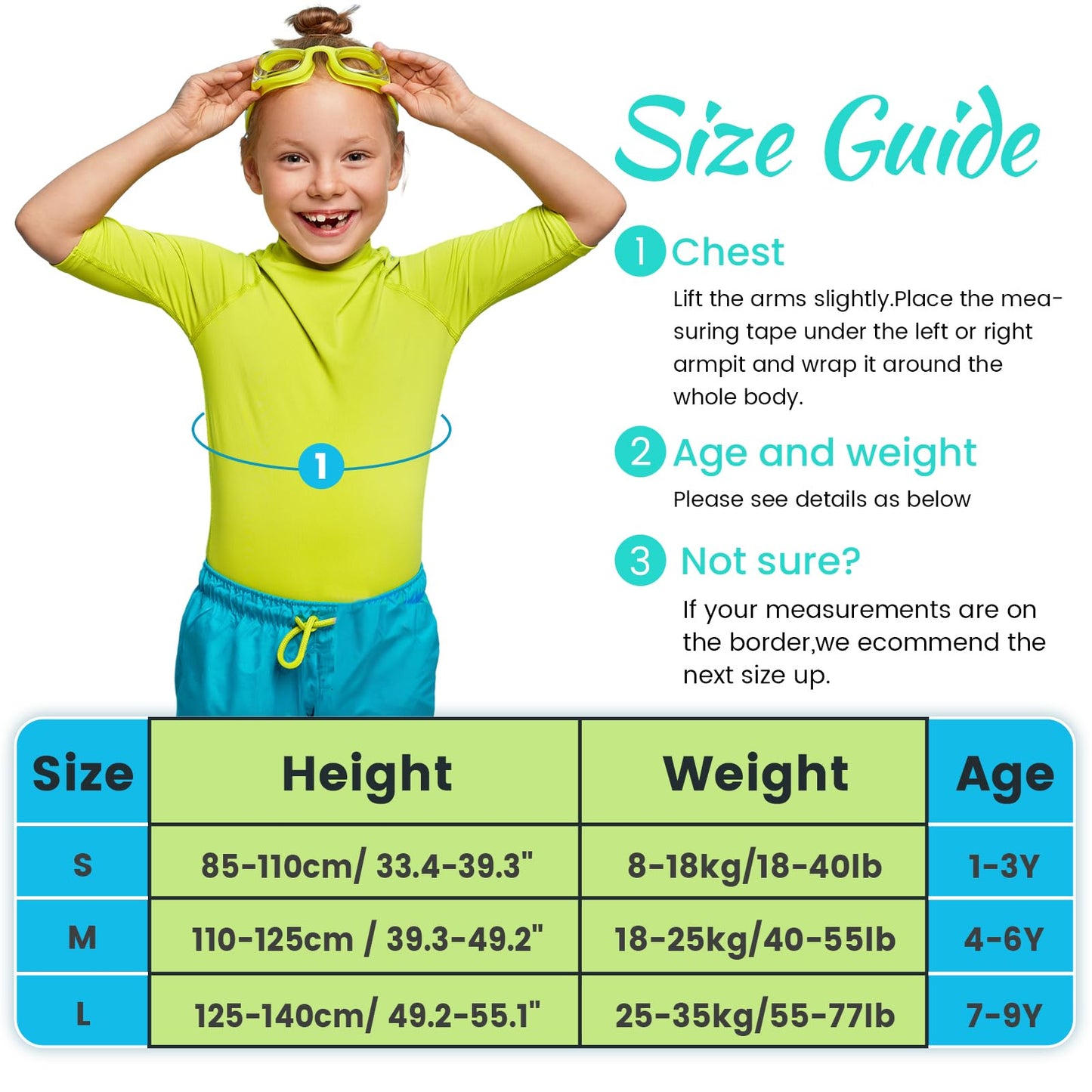 Boglia - Chaleco de natación para niños y niñas de 20-30-40-50-60-70-80-80 libras con correa de seguridad ajustable