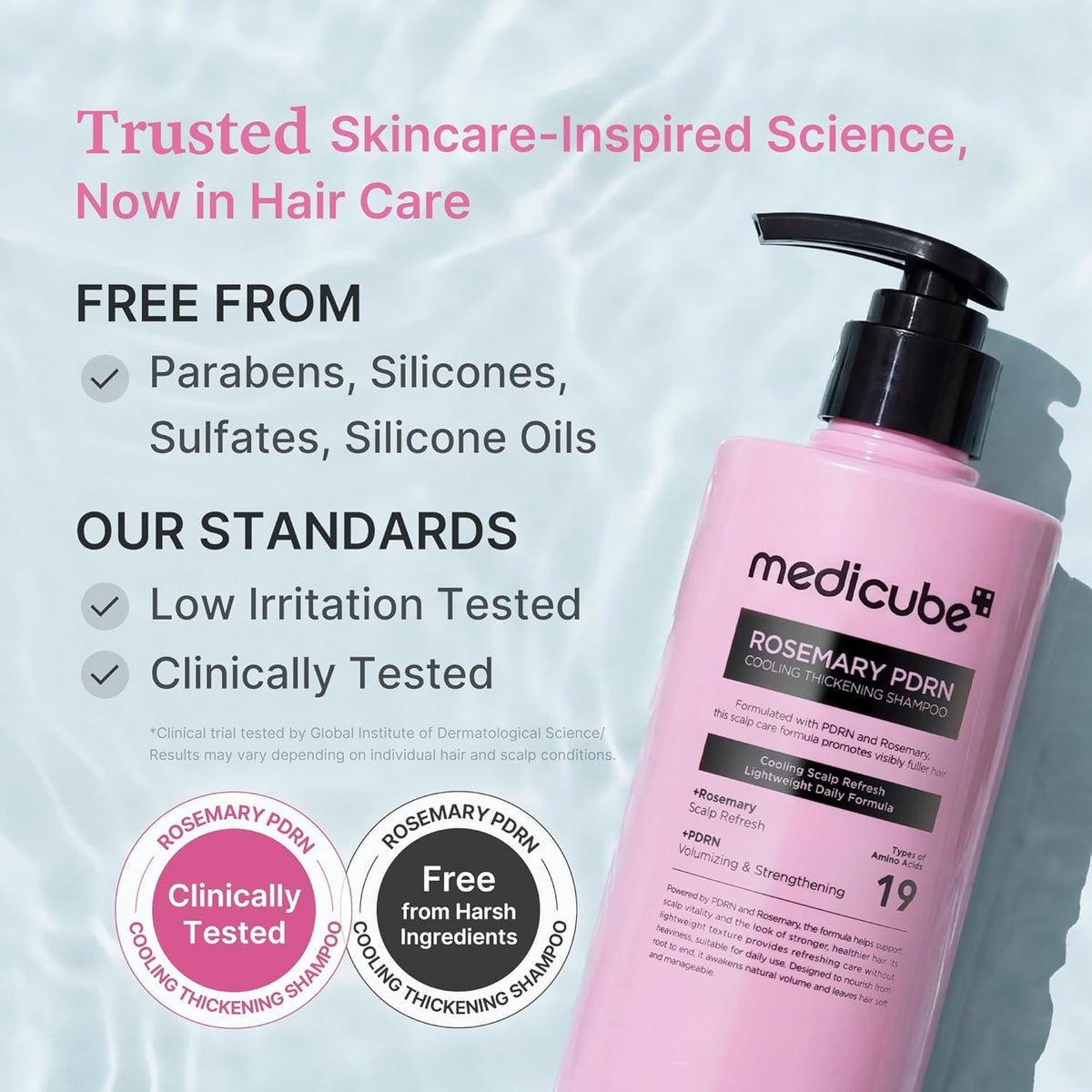 Medicube Rosemary PDRN Cooling Thickening Shampoo, con Romero y PDRN, Fórmula Ligera Diaria, 400 ml